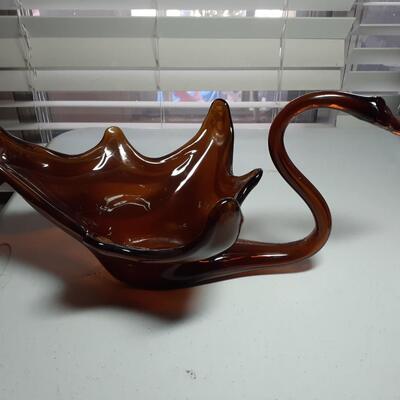 Vintage Murano style glass Swan bowl
