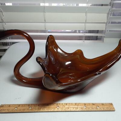 Vintage Murano style glass Swan bowl