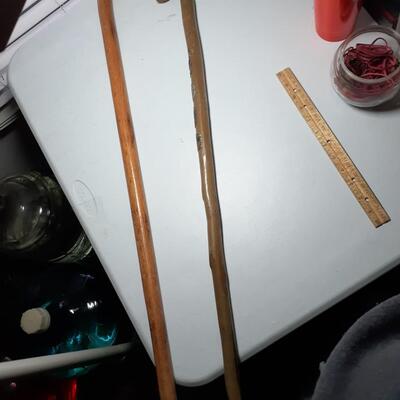 2 vintage wooden walking canes
