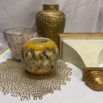 D56-Misc Lot with Gold Vase