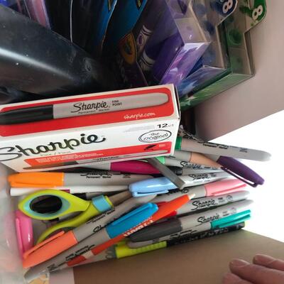 Box of Markers & Pens