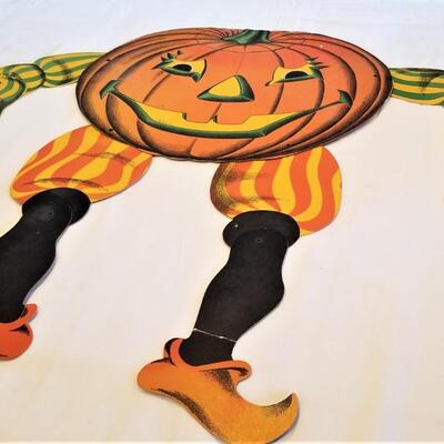 Lot #53  Two Vintage BEISTLE Halloween Large Cardboard Die Cuts - Jack o Lantern & Black Cat
