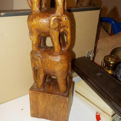 '  Stunning 32 in. height hand carved Elephant statue".