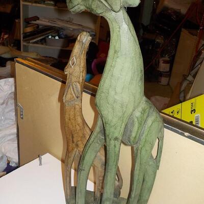 " Hand Carve giraffe Mother and baby ",