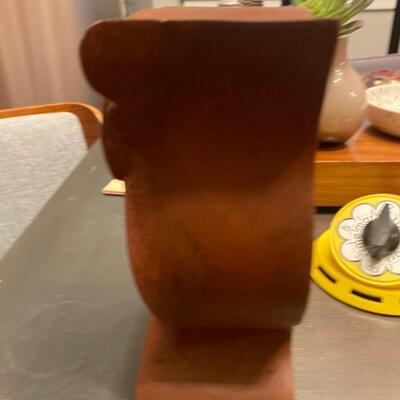 Solid wood mid century Owl bookend