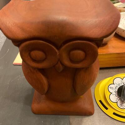 Solid wood mid century Owl bookend