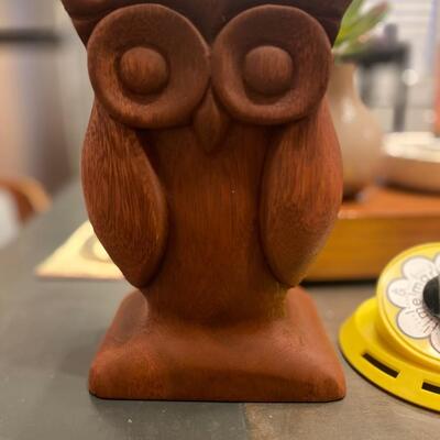 Solid wood mid century Owl bookend