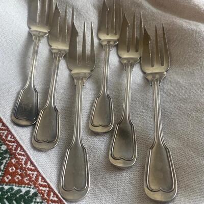 Six Christofle pastry/dessert  forks silver plate 19th c