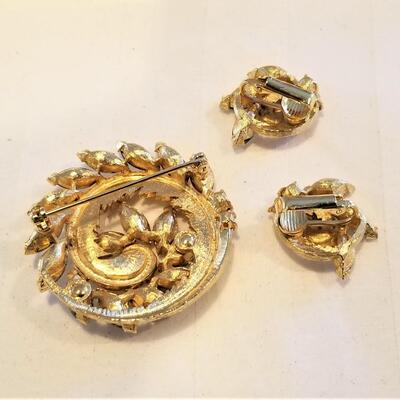 Lot #62  Vintage PRINCESS PRIDE Creations Rhinestone Brooch and Matching earrings