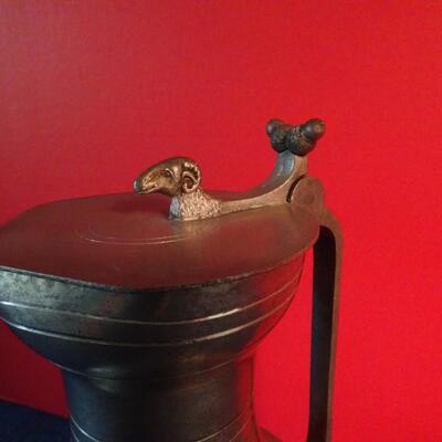 LOT 34.  PEWTER JUG 9.5"