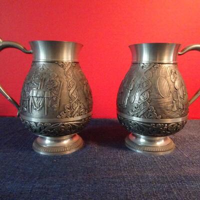 LOT 35. PEWTER MUGS. 6"
