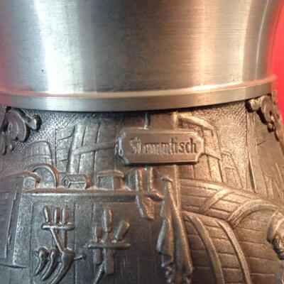 LOT 35. PEWTER MUGS. 6"
