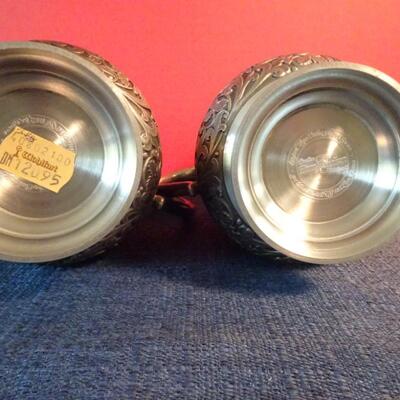 LOT 35. PEWTER MUGS. 6"