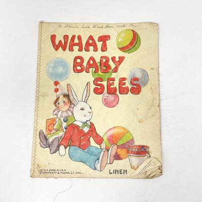 VINTAGE LINEN BABY PICTURE BOOK â€œWHAT BABY SEESâ€ - PLATT & MUNK