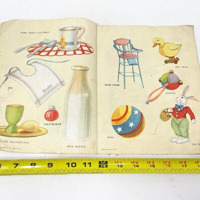 VINTAGE LINEN BABY PICTURE BOOK â€œWHAT BABY SEESâ€ - PLATT & MUNK