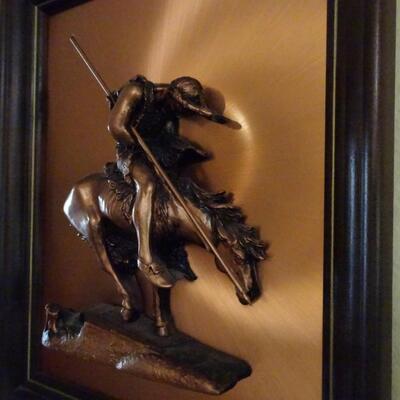LOT 50. NATIVE AMERICAN INSPIRED METAL WALL ART