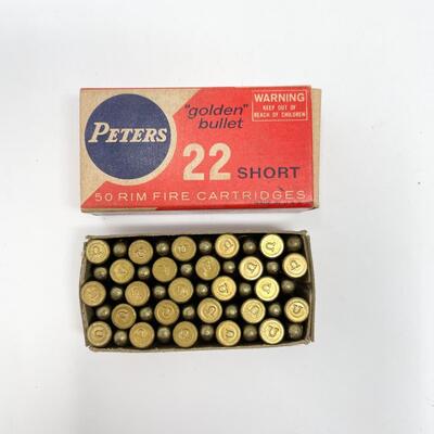 PETERS â€œGOLDENâ€ 22 SHORT RIM FIRE CARTRIDGES - 50
