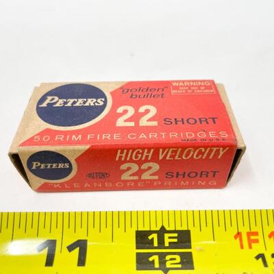 PETERS â€œGOLDENâ€ 22 SHORT RIM FIRE CARTRIDGES - 50