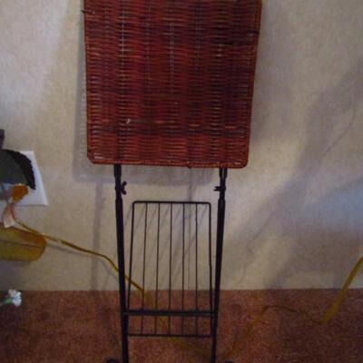 Small Folding Table- Metal Frame with Woven Wicker Top (#1 of 2)