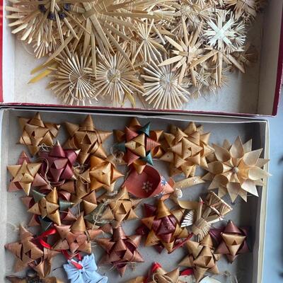 Swedish German vintage paper stars straw ornaments and garland