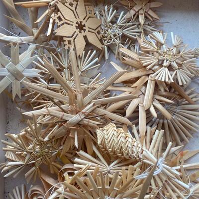 Swedish German vintage paper stars straw ornaments and garland
