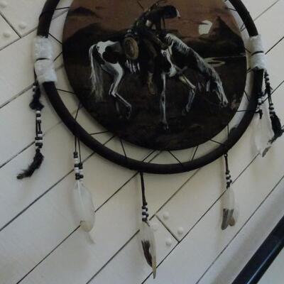 LOT 65. NATIVE AMERICAN ART INSPIRED WALL ART 24".