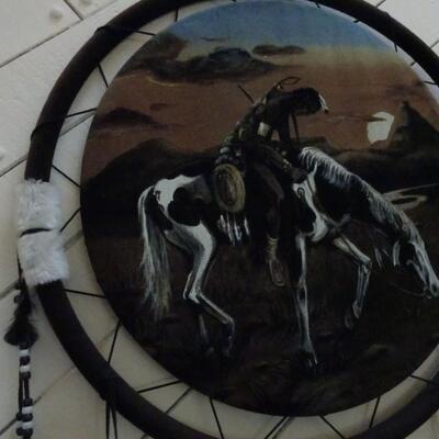 LOT 65. NATIVE AMERICAN ART INSPIRED WALL ART 24".