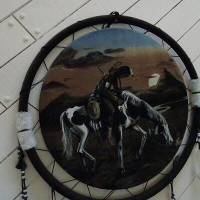 LOT 65. NATIVE AMERICAN ART INSPIRED WALL ART 24".