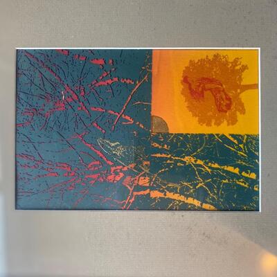 Small Modern mixed media art framed