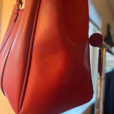 Coach red leather handbag purse