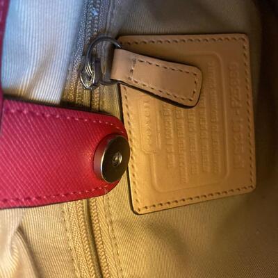 Coach red leather handbag purse