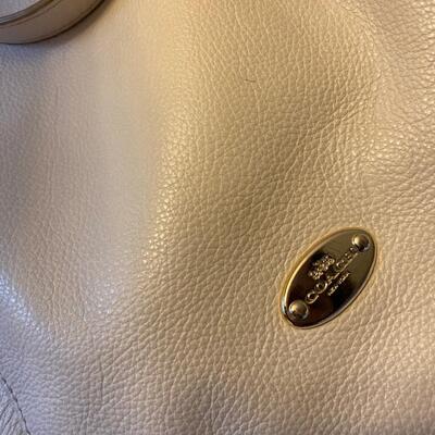 Cream leather coach handbag purse