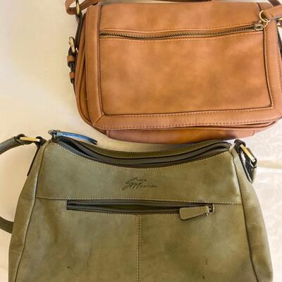 Pair of leather vintage-ish cross body bags