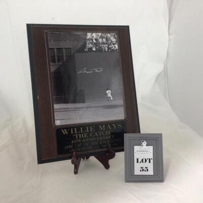 55) BASEBALL | Willie Mays Signed Plaque