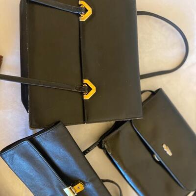 Trio vintage black leather clutch wallet evening bag