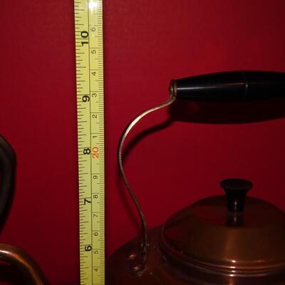 LOT 89. COPPER TEA POT AND PITCHER