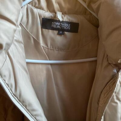 Calvin Klein down jacket hood and belt creamy beige
