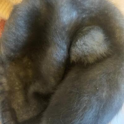 Vintage scarf angora hat set