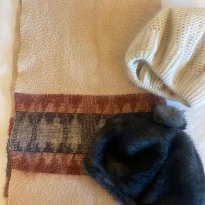 Vintage scarf angora hat set