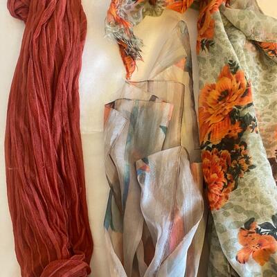 Trio of scarves; saffron set
