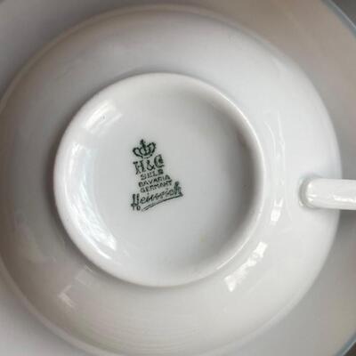 Heinrich Bavaria selb H C Mid Century Blue band fine bone porcelain China tea set