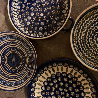 Polish pottery four piece lot