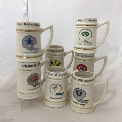 108) NFL | Packers, Dolphins, Chiefs, 49ers, Cowboys, Jetts, and Raiders Steins