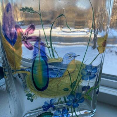 Handpainted rectangular glass vase