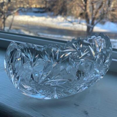 Small American cut brilliant glass candy boat