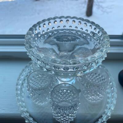Hobnail mixed pattern lot with decanter
