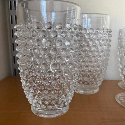 Hobnail mixed pattern lot with decanter