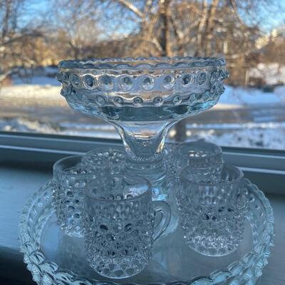 Hobnail mixed pattern lot with decanter