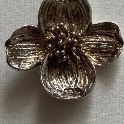 Tiffany dogwood 925 sterling Silver brooch