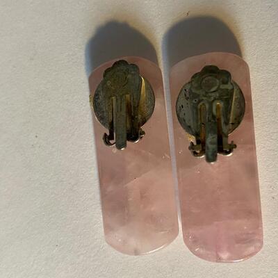 Rose quartz clip on earrings